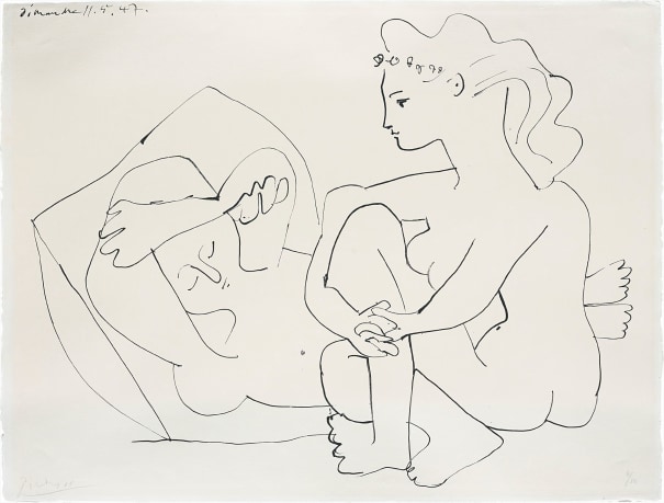 Jeunes femmes nues reposant (Young Nude Women Resting) (Bloch 453 Mourlot 102)