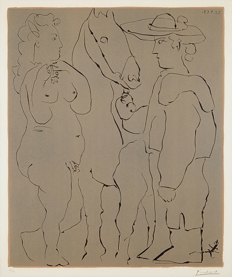 Picador debout avec son cheval et une femme (Picador Standing with His Horse and a Woman) (Bloch 913; Baer 1238 Ba)