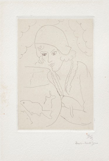 Jeune femme a la coiffure Hollandaise, regardant des poissons (Young Woman with Dutch Hairstyle, Looking at Fish) (D. 184)