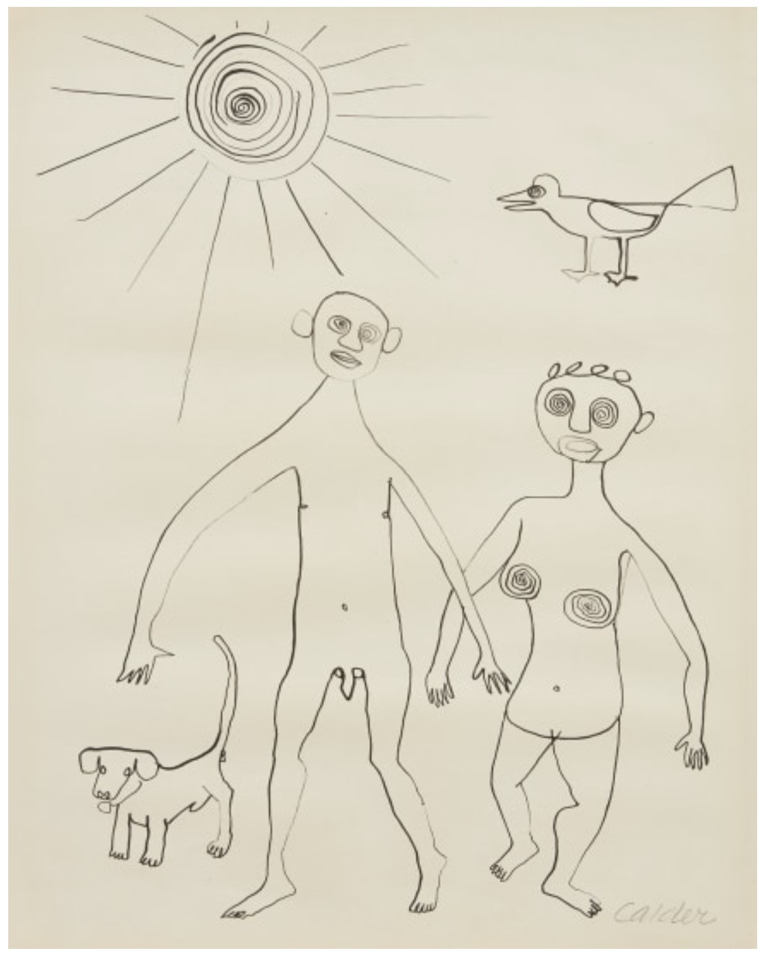 Untitled [Nude Couple with Dog and Bird]