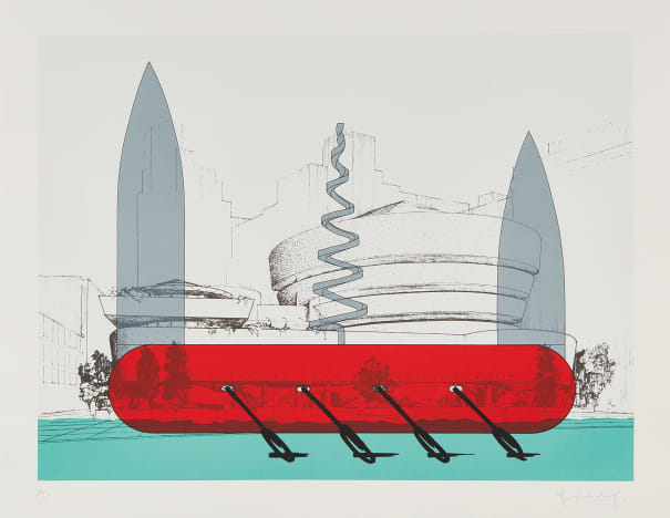 Knife Ship Superimposed on the Solomon R. Guggenheim Museum (AP 195)