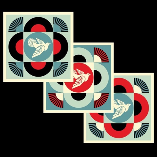 Shepard Fairey - Dove Geometric - Black, Blue & Red Set