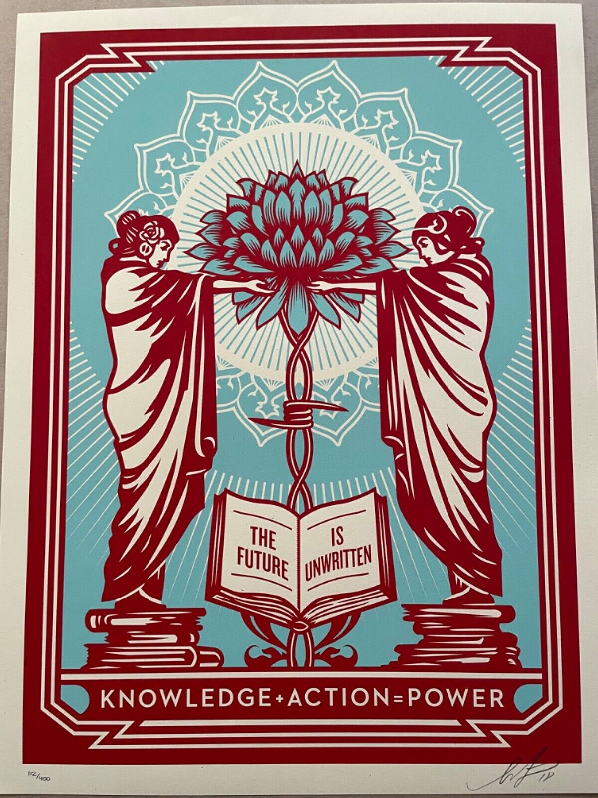 Shepard Fairey - Knowledge + Action - Red/Blue
