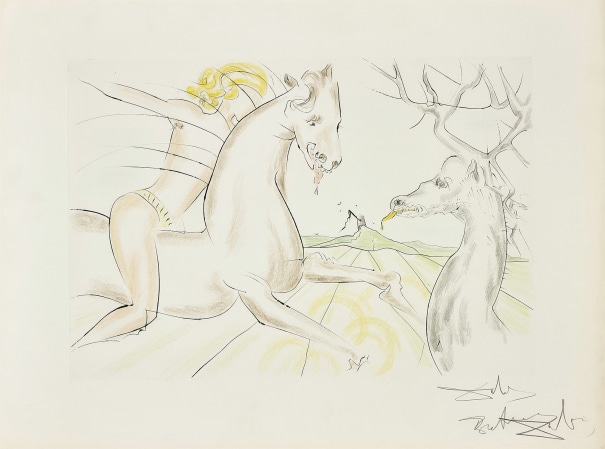 Salvador Dali - Le Bestiare de la Fontaine Dalinese (La Fontaine's Bestiary Dalinized) (M/L 653-664) - Le Cheval qui voulait se venger du cerf (The Horse that Wanted Revenge on the Stag)