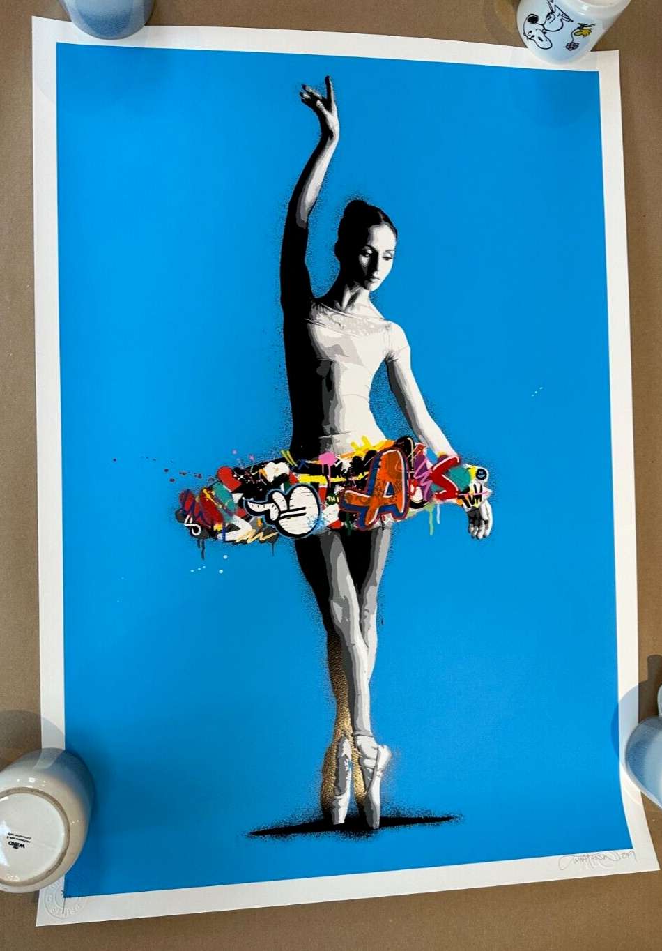 Martin Whatson - Passe - Sky Blue on Paper Hand Finished