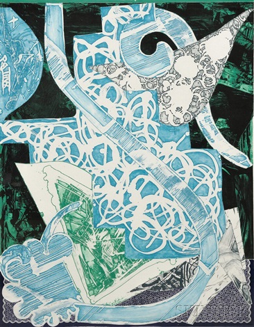 Swan Engraving Blue, Green, Grey (Axsom 173)