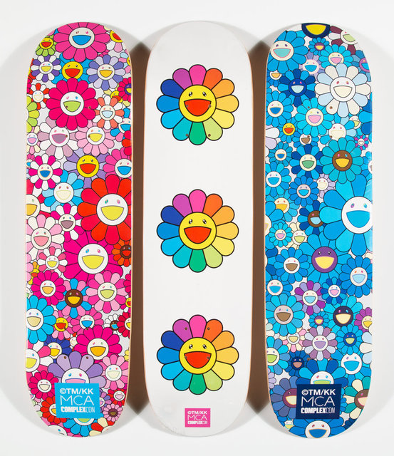 Multi Flower 8.0 Skate Decks, Triptych by Takashi Murakami