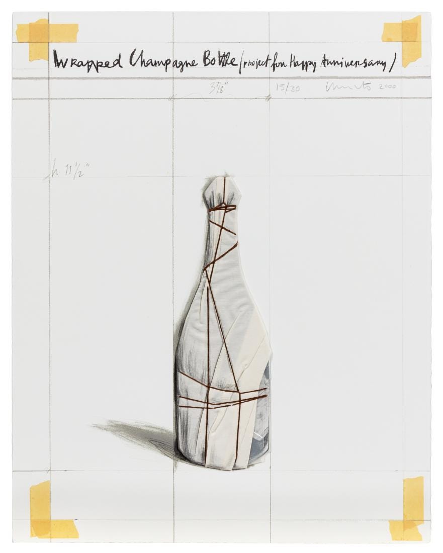 Wrapped Champagne Bottle, Project for Happy Anniversary