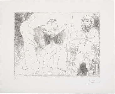 Peintre avec un modele barbu et une spectatrice (Painter with a Bearded Model and a Spectator)(Bloch, 1117; Baer, 1111)