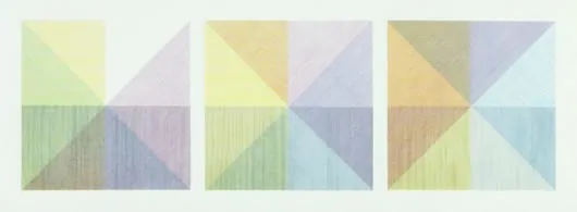 Three Squares with a Different Color in Each Half Square (Divided Vertically and Horizontally) (Tate Gallery S8)