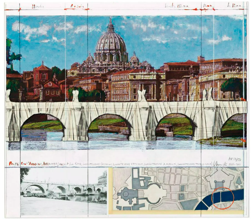 Ponte Sant' Angelo Wrapped, Project for Rome (Schellmann 205)