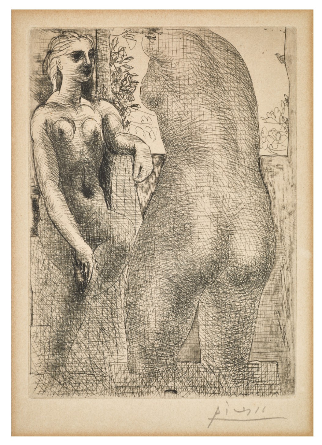 Modele et grande sculpture de dos (from la suite Vollard) (B. 186, Ba. 345)