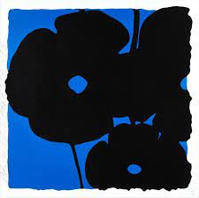 Donald Sultan - Blue and Black, Nov 6, 2015, from Reversal Poppies