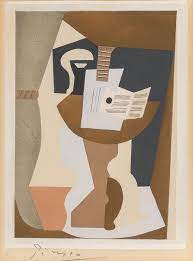 Guitare et partition sur gueridon, from Pablo Picasso: Dix Pochoirs (after)