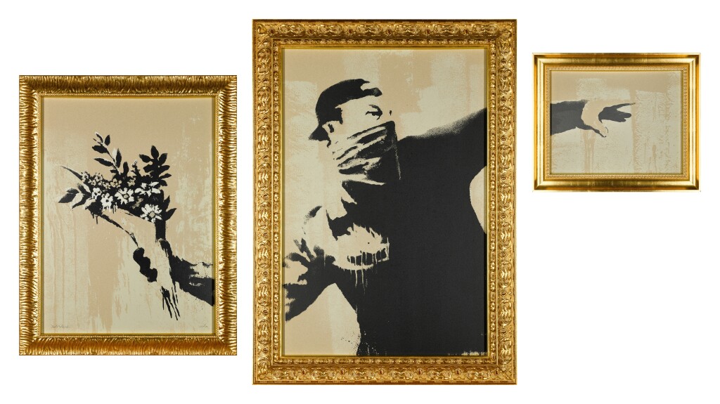 Banksy - Flower Thrower Triptych - Grey Edition