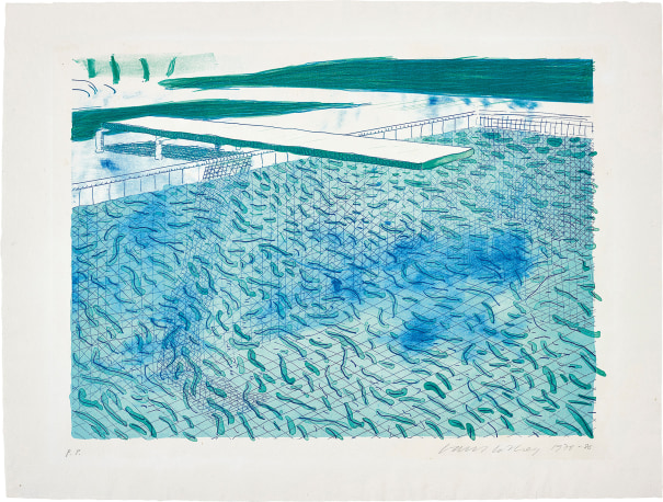 Lithograph of Water Made of Lines, a Green Wash, and a Light Blue Wash (MCAT 205, Tyler Graphics 248)