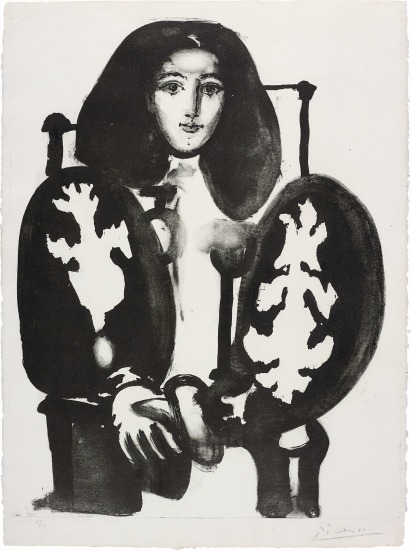 Femme au fauteuil No. 1 (Le manteau Polonais)(Woman in Armchair No. 1 [The Polish Coat]) (Bloch 587; Mourlot 134)