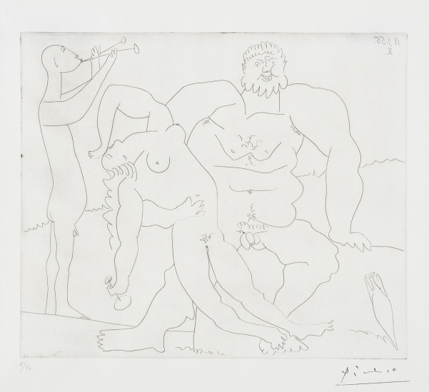 Homme nu avec femme ivre et jeune flutiste (Naked Man with a Drunk Woman and Young Flautist) (B. 773, Ba. 949)